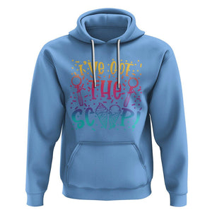 Baby Announcement Hoodie I've Got The Scoop Ice Cream Blue Pink Gender Reveal Baby Shower TS02 Carolina Blue Printyourwear