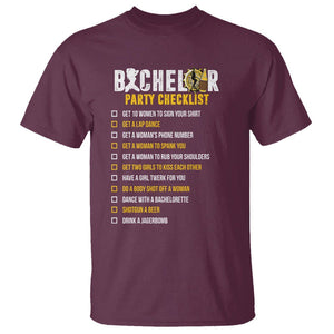 Bachelor Party T Shirt Bachelor Party Checklist Funny TS02 Maroon Printyourwear