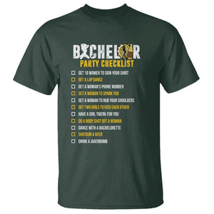 Bachelor Party T Shirt Bachelor Party Checklist Funny TS02 Dark Forest Green Printyourwear