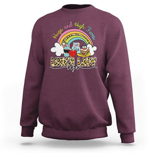 Back To School Hugs & High Fives Lunch Lady Life Appreciation Sweatshirt TS02 Maroon Printyourwear