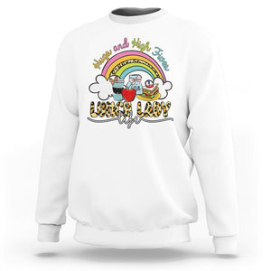 Back To School Hugs & High Fives Lunch Lady Life Appreciation Sweatshirt TS02 White Printyourwear