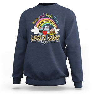 Back To School Hugs & High Fives Lunch Lady Life Appreciation Sweatshirt TS02 Navy Printyourwear