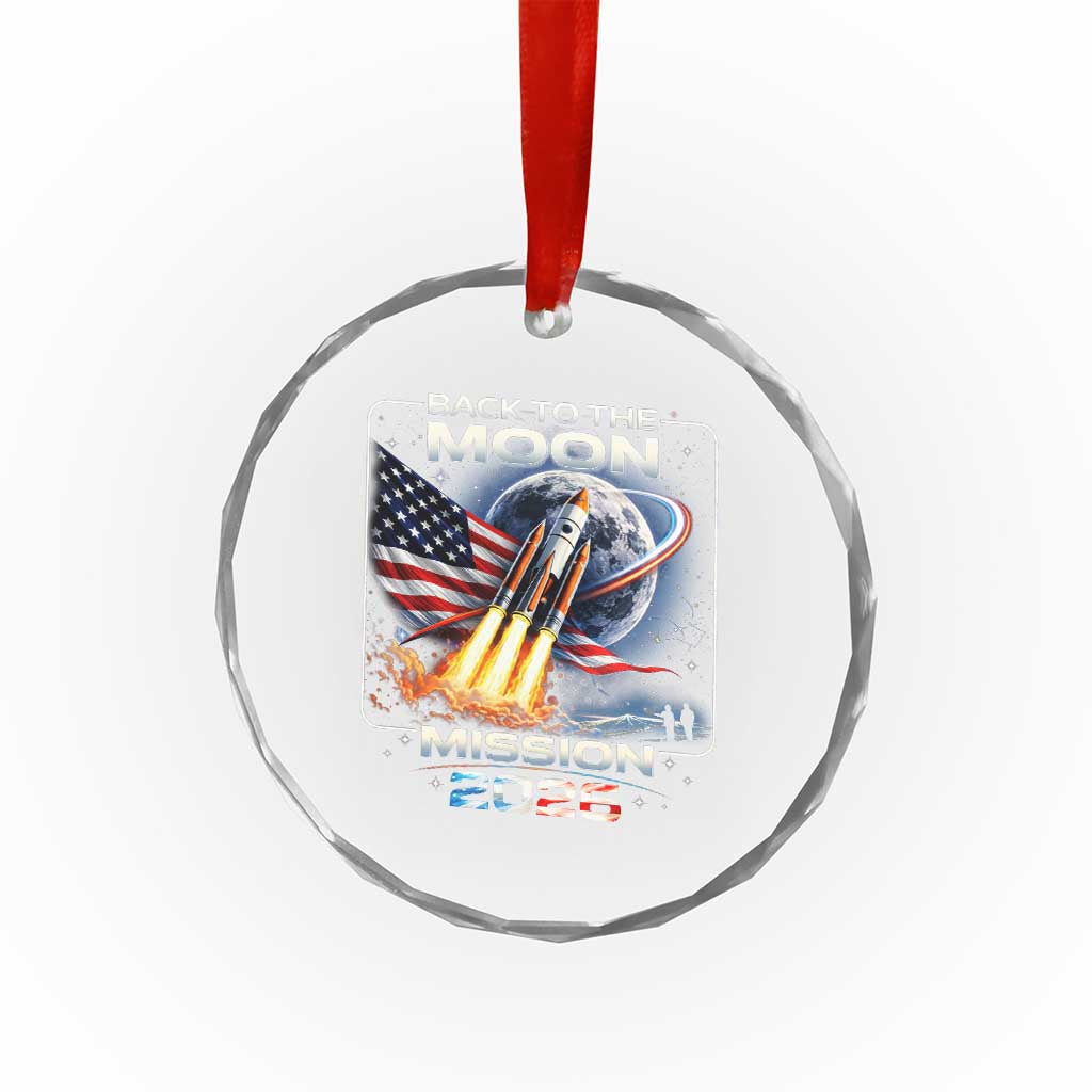 Back To The Moon Mission 2026 Crystal Glass Ornament Rocket Launch Moon Space Program TS11 Print Your Wear