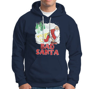 Bad Santa Merry Christmas Funny Naughty Xmas Hoodie TS09 Navy Printyourwear