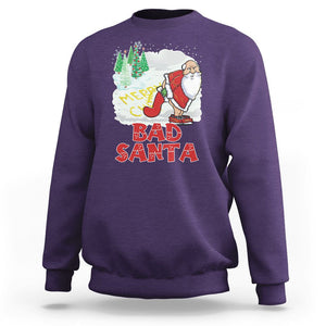 Bad Santa Merry Christmas Funny Naughty Xmas Sweatshirt TS09 Purple Printyourwear