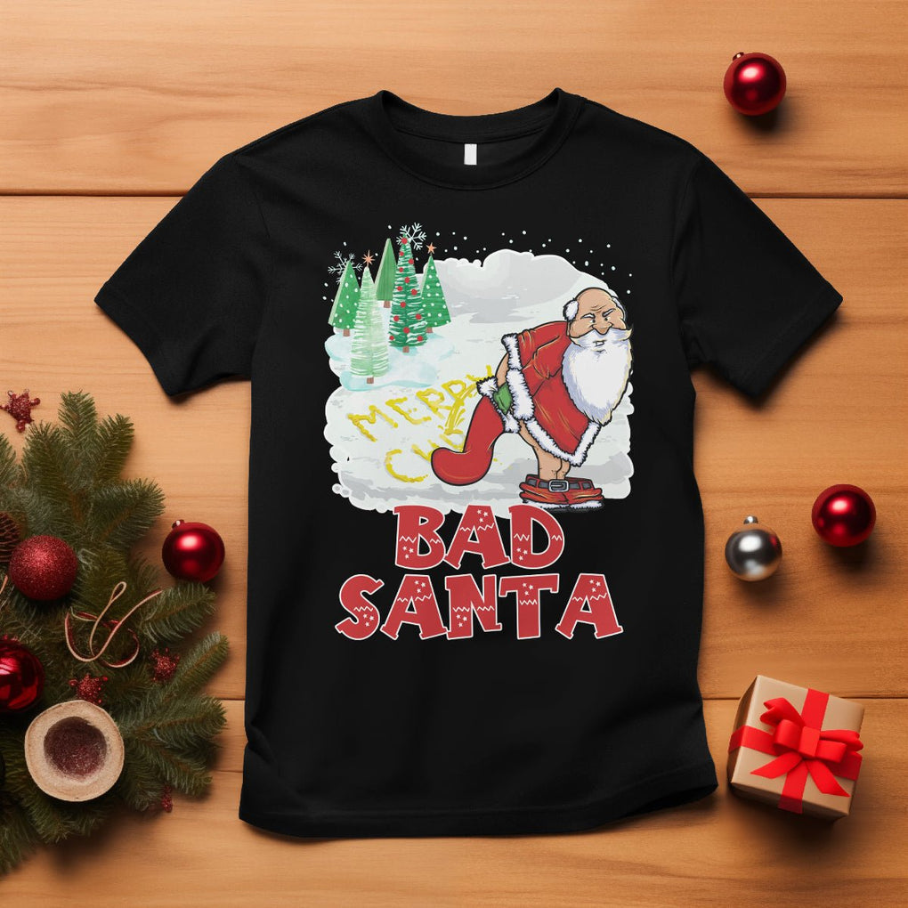 Bad Santa Merry Christmas Funny Naughty Xmas T Shirt TS09 Black Printyourwear