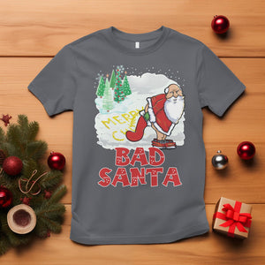 Bad Santa Merry Christmas Funny Naughty Xmas T Shirt TS09 Charcoal Printyourwear