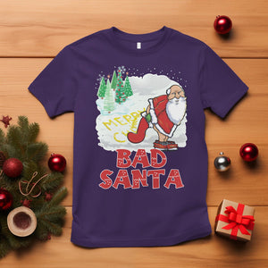 Bad Santa Merry Christmas Funny Naughty Xmas T Shirt TS09 Purple Printyourwear