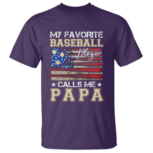 Baseball Dad T Shirt My Favorite Baseball Player Calls Me Papa Father's Day TS09 Purple Print Your Wear