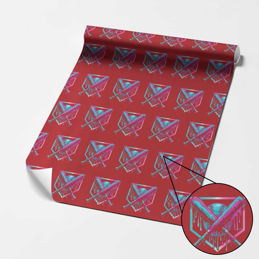 Baseball Drip Ice Cream Dripping Wrapping Paper Roll TS02 Red Print Your Wear