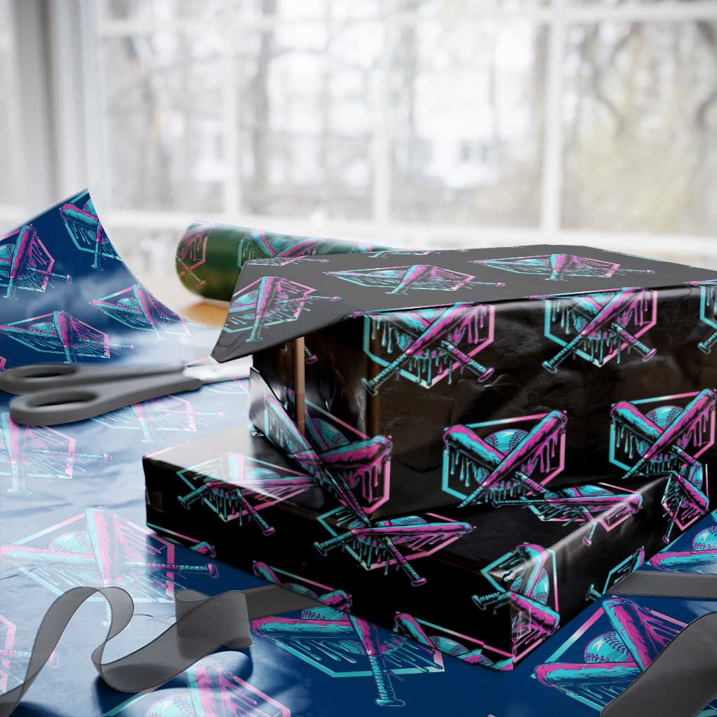 Baseball Drip Ice Cream Dripping Wrapping Paper Roll TS02 Black Print Your Wear
