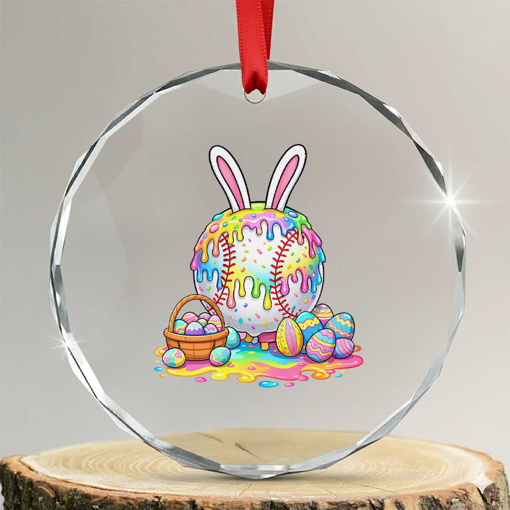 Baseball Easter Drip Ice Cream Sprinkles Egg Gift Crystal Glass Ornament TS14 Transparent Glass 3'' Circle Print Your Wear