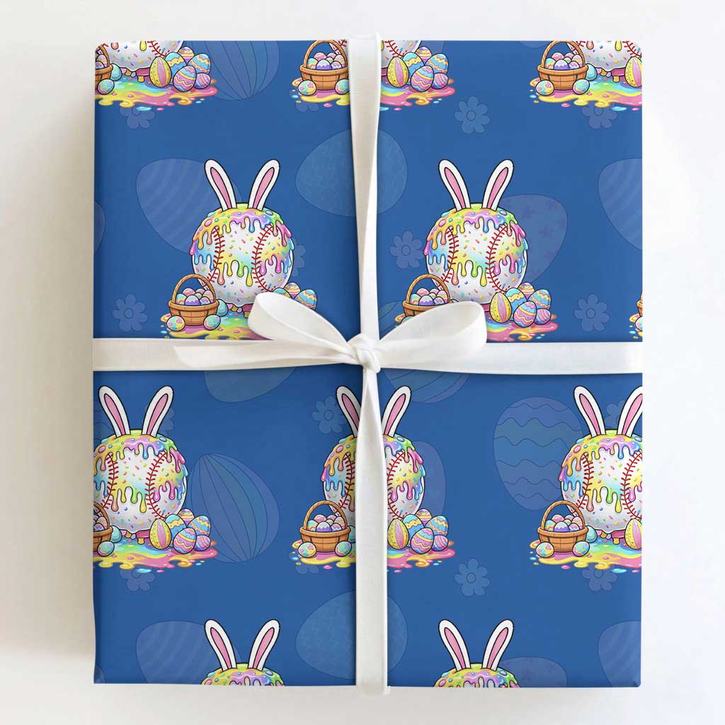 Baseball Easter Drip Ice Cream Sprinkles Egg Gift Wrapping Paper Roll TS14 Royal Blue Print Your Wear