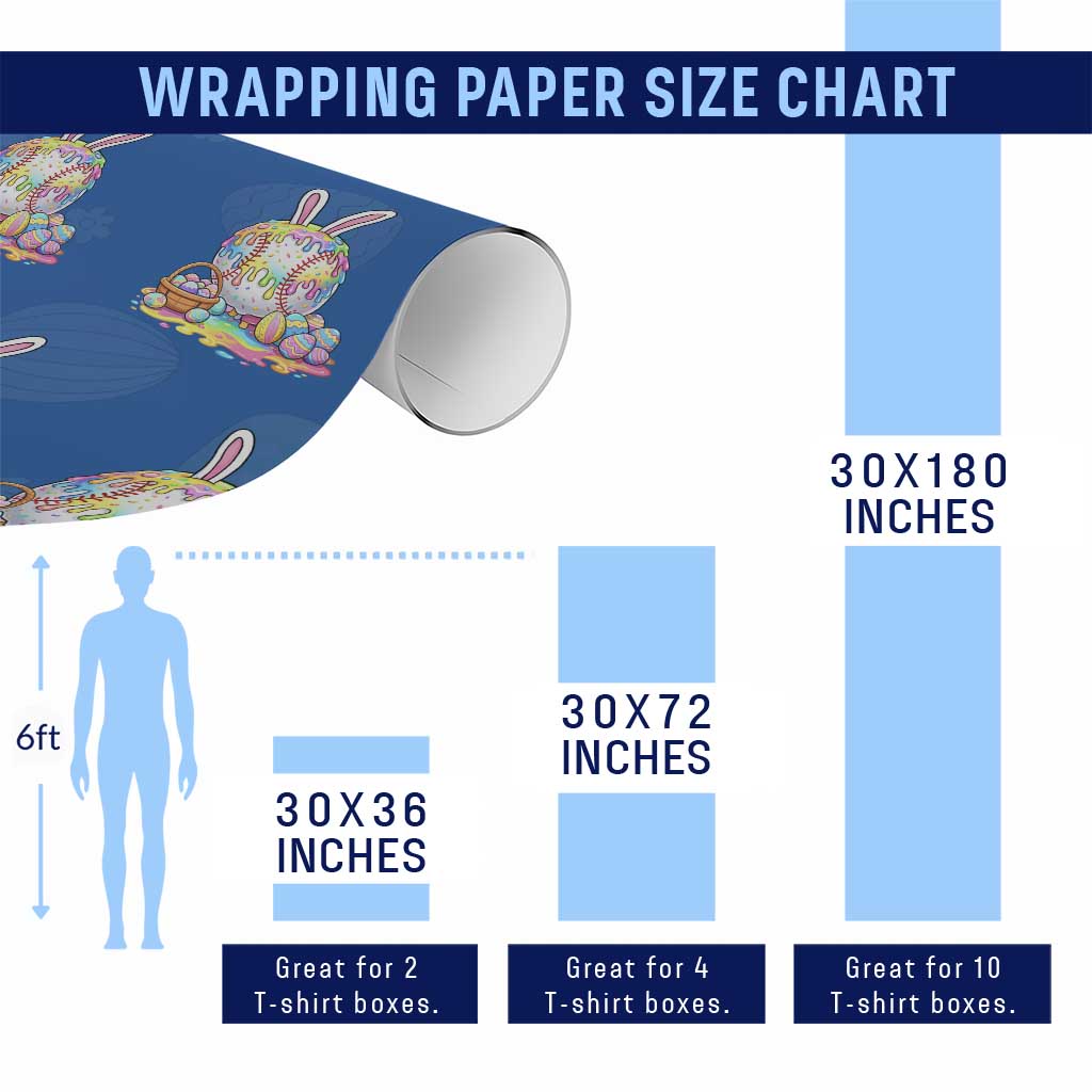 Baseball Easter Drip Ice Cream Sprinkles Egg Gift Wrapping Paper Roll TS14 Print Your Wear