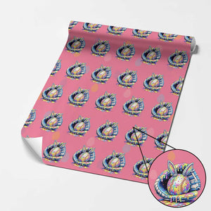 Baseball Easter Wrapping Paper Roll Drip Ice Cream Sprinkles Baseball Glove TS14 Pink Print Your Wear