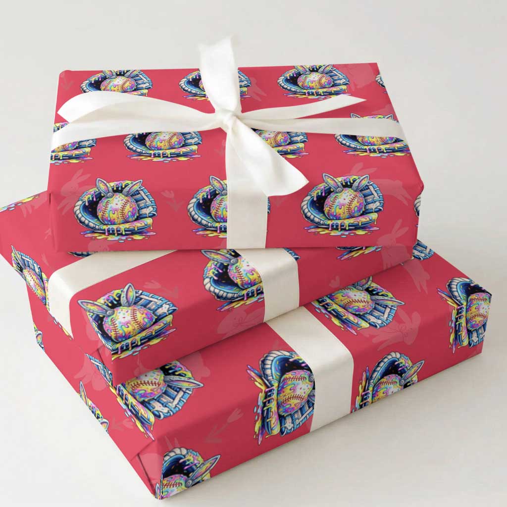 Baseball Easter Wrapping Paper Roll Drip Ice Cream Sprinkles Baseball Glove TS14 Red Print Your Wear