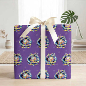 Baseball Easter Wrapping Paper Roll Drip Ice Cream Sprinkles Baseball Glove TS14 Purple Print Your Wear