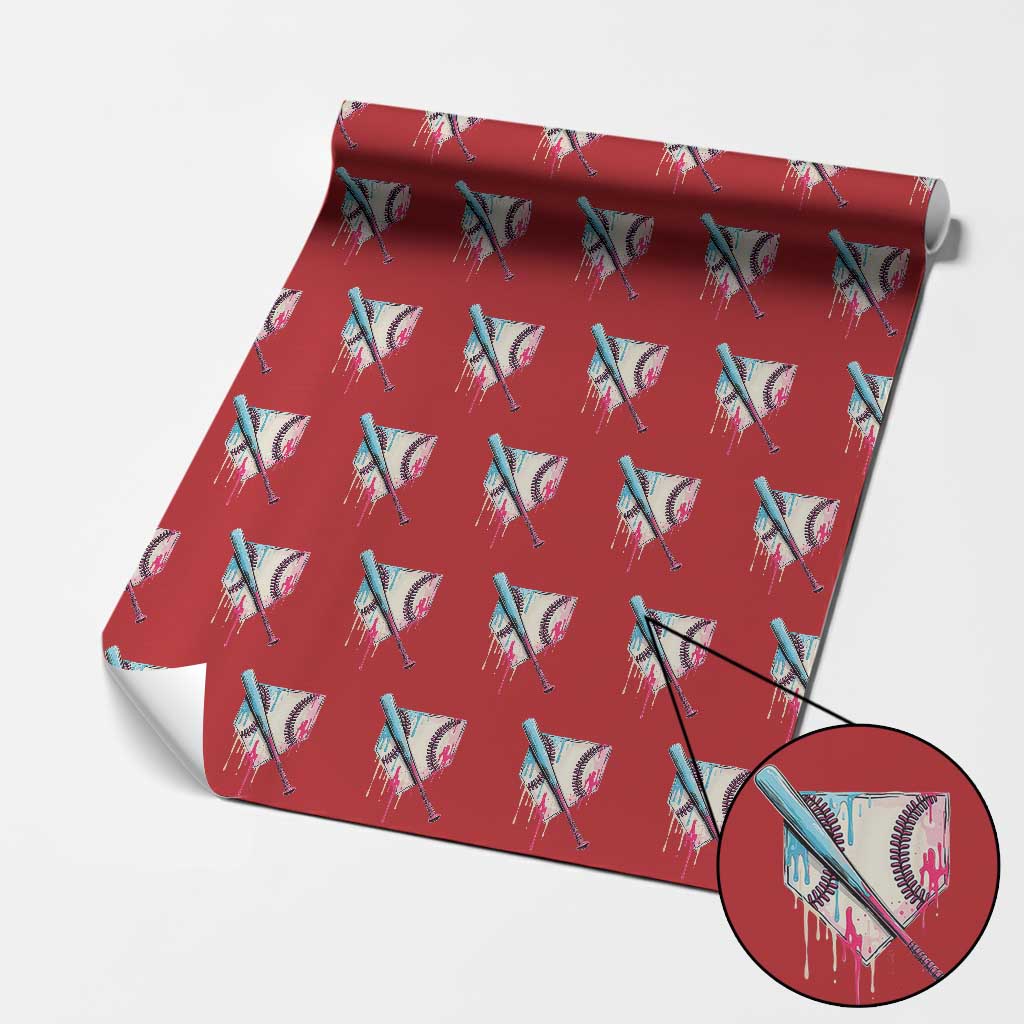Baseball Home Plate Drip With Sprinkles Wrapping Paper Roll TS02 Red Print Your Wear