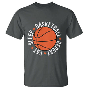 Basketball Lover T Shirt Eat Sleep Basketball Repeat TS11 Dark Heather Print Your Wear