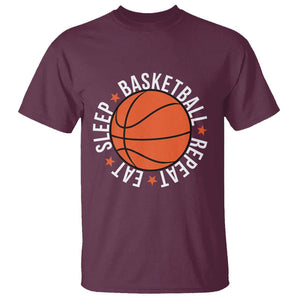 Basketball Lover T Shirt Eat Sleep Basketball Repeat TS11 Maroon Print Your Wear