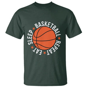 Basketball Lover T Shirt Eat Sleep Basketball Repeat TS11 Dark Forest Green Print Your Wear