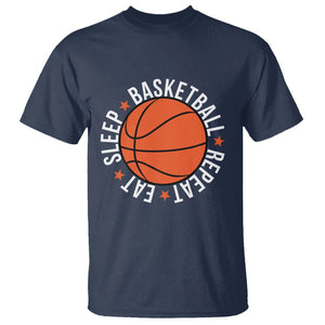 Basketball Lover T Shirt Eat Sleep Basketball Repeat TS11 Navy Print Your Wear