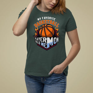 Basketball Mom T Shirt For Women My Favorite Basketball Player Calls Me Mom TS09 Dark Forest Green Printyourwear