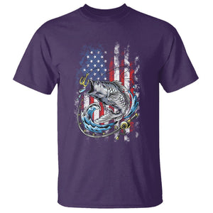 Bass Fishing T Shirt Fish Hook American Flag Angling Fisherman TS02 Purple Print Your Wear