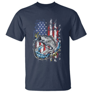 Bass Fishing T Shirt Fish Hook American Flag Angling Fisherman TS02 Navy Print Your Wear