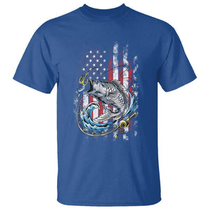 Bass Fishing T Shirt Fish Hook American Flag Angling Fisherman TS02 Royal Blue Print Your Wear