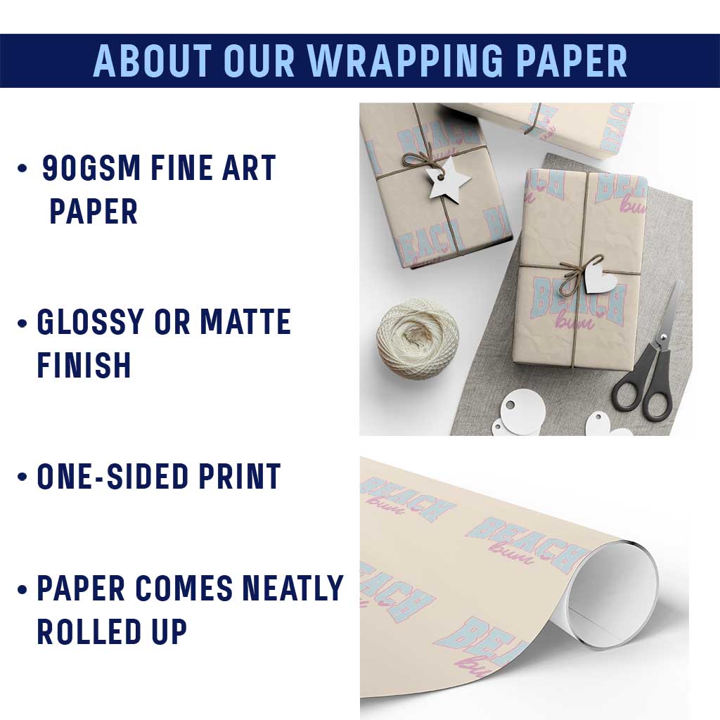 Beach Bum Wrapping Paper Roll Summer Vacation Beach Lovers TS10 Print Your Wear