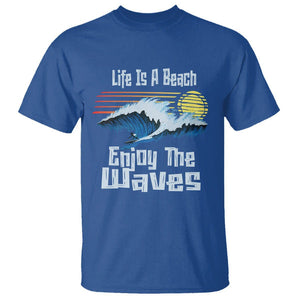 Beach Lover T Shirt Life's A Beach Enjoy The Waves Summer Vacation TS09 Royal Blue Print Your Wear