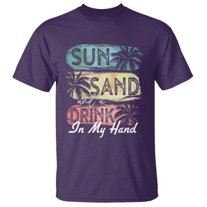 Beach Lover T Shirt Sun Sand and A Drink In My Hand Summer Vacation TS09 Purple Print Your Wear