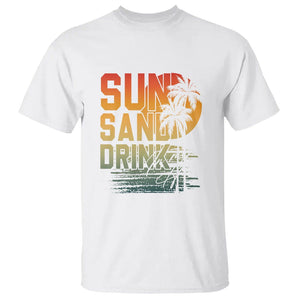 Beach Lover T Shirt Sun Sand and A Drink In My Hand Summer Vacation TS09 White Print Your Wear