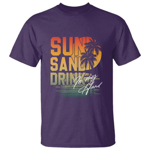 Beach Lover T Shirt Sun Sand and A Drink In My Hand Summer Vacation TS09 Purple Print Your Wear