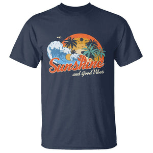 Beach Lover T Shirt Sunshine And Good Vibes Summer Vacation TS09 Navy Print Your Wear