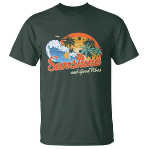 Beach Lover T Shirt Sunshine And Good Vibes Summer Vacation TS09 Dark Forest Green Print Your Wear