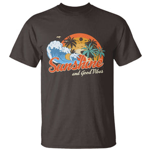 Beach Lover T Shirt Sunshine And Good Vibes Summer Vacation TS09 Dark Chocolate Print Your Wear