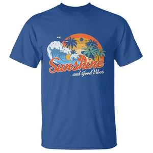 Beach Lover T Shirt Sunshine And Good Vibes Summer Vacation TS09 Royal Blue Print Your Wear