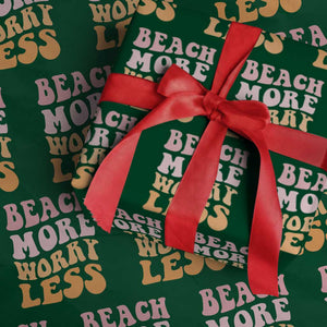 Beach More Worry Less Wrapping Paper Roll Boho Summer Vacation TS12 Green Print Your Wear