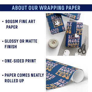 Beach More Worry Less Wrapping Paper Roll Boho Summer Vacation TS12 Print Your Wear