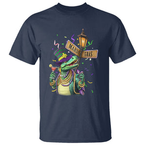 Bead Dinosaur Funny Mardi Grawr Gras T Shirt TS09 Navy Printyourwear