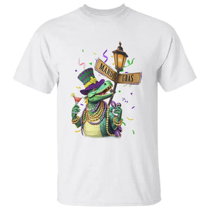 Bead Dinosaur Funny Mardi Grawr Gras T Shirt TS09 White Printyourwear