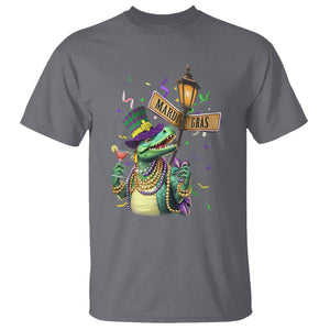 Bead Dinosaur Funny Mardi Grawr Gras T Shirt TS09 Charcoal Printyourwear