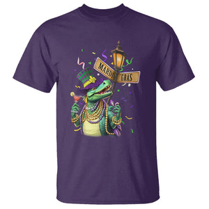 Bead Dinosaur Funny Mardi Grawr Gras T Shirt TS09 Purple Printyourwear