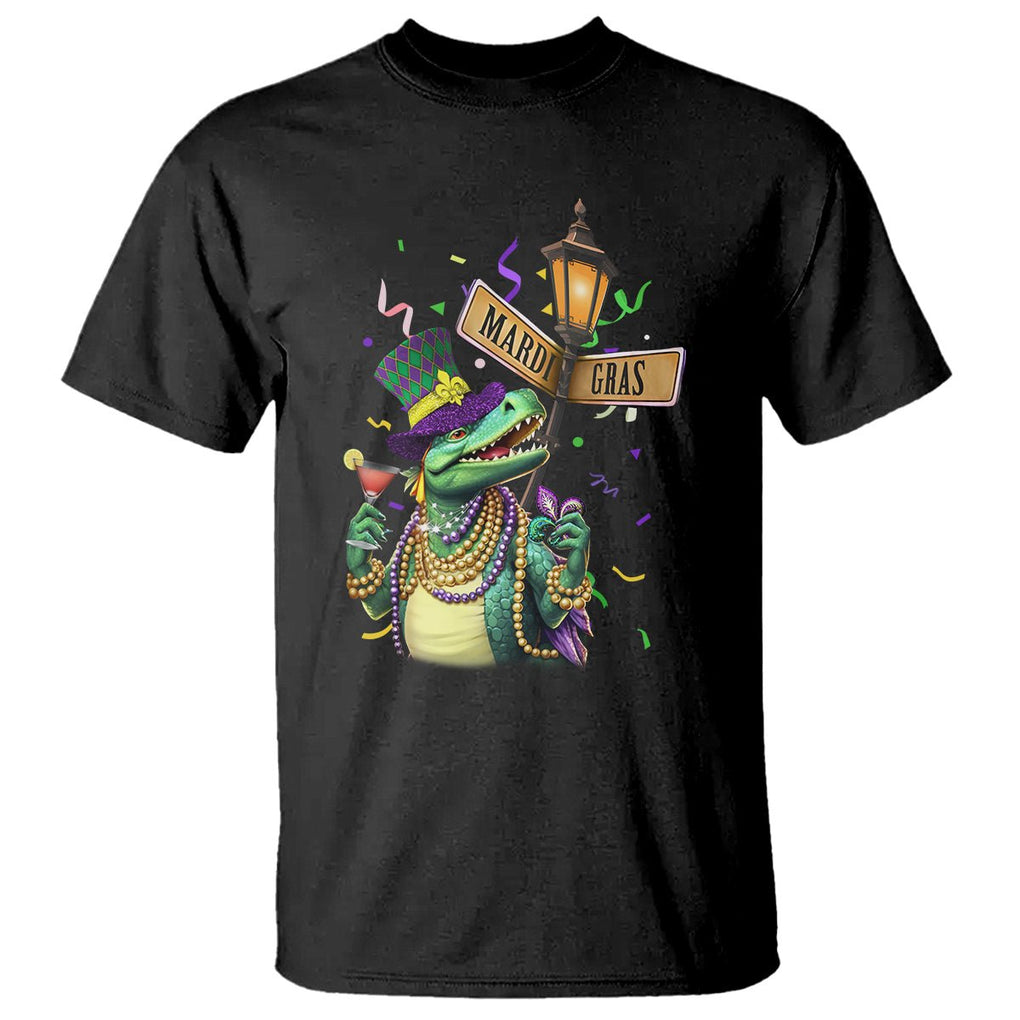 Bead Dinosaur Funny Mardi Grawr Gras T Shirt TS09 Black Printyourwear