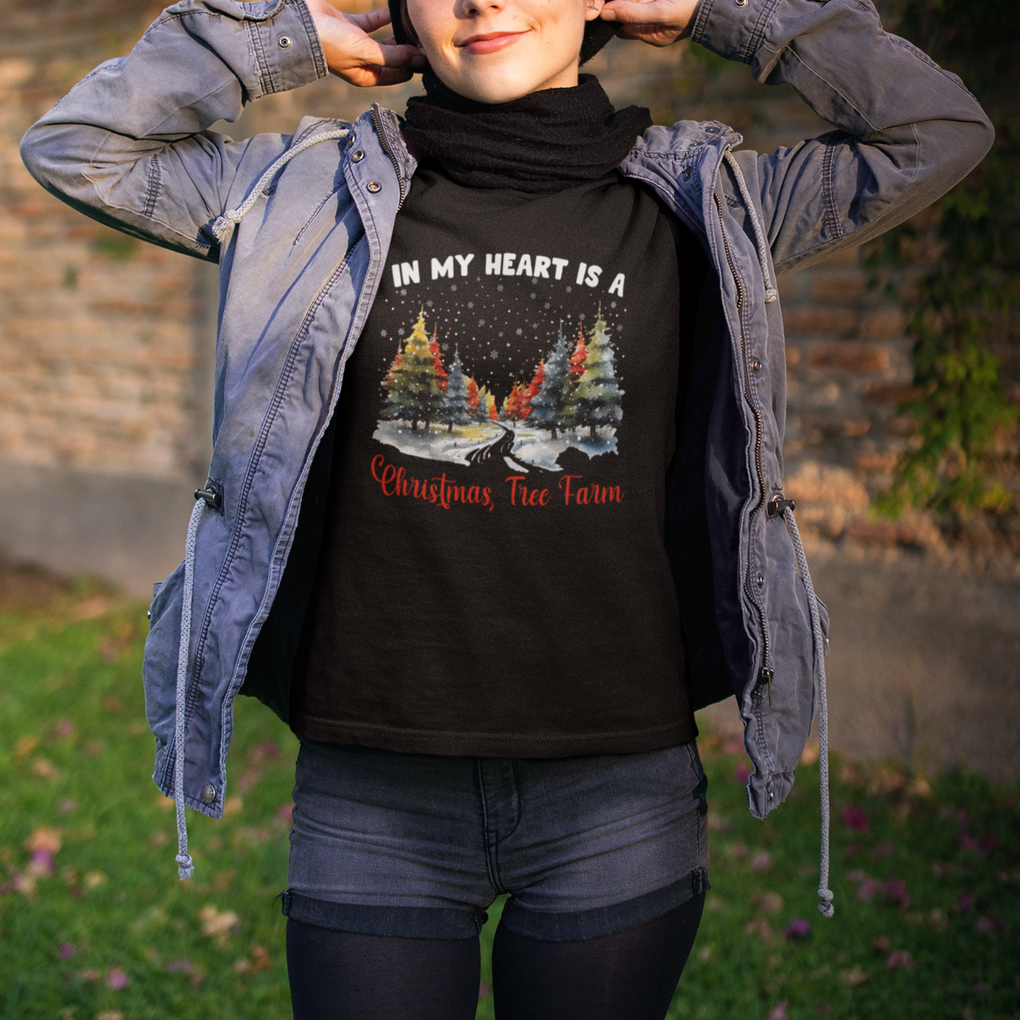 Funny Christmas T Shirt In My Heart Is A Xmas Tree Farm Retro Vintage Clothing TS02 Printyourwear