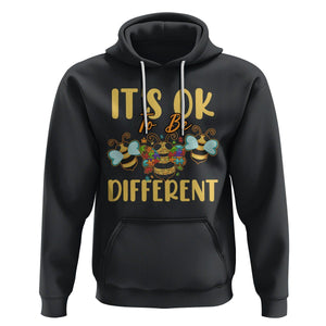 Bee Autism Awareness Hoodie It's Ok To Be Different Spectrum Puzzle Piece TS02 Black Printyourwear