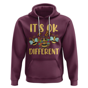 Bee Autism Awareness Hoodie It's Ok To Be Different Spectrum Puzzle Piece TS02 Maroon Printyourwear