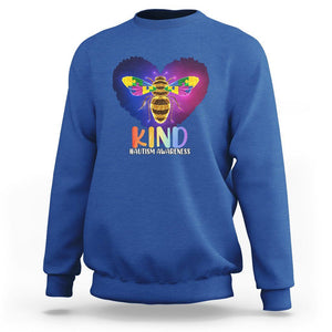 Bee Autism Awareness Sweatshirt Be Kind Pun Puzzle Piece Heart Love Support Autistic TS02 Royal Blue Printyourwear